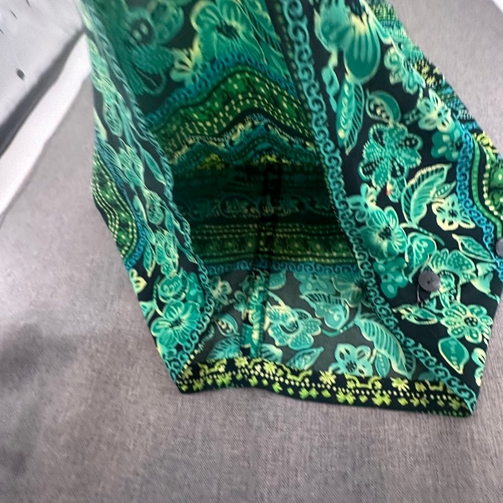 Vintage R&K Sleeveless Dress Green Plus 18 Polyester Floral Round Neck Zipper - Picture 6 of 12